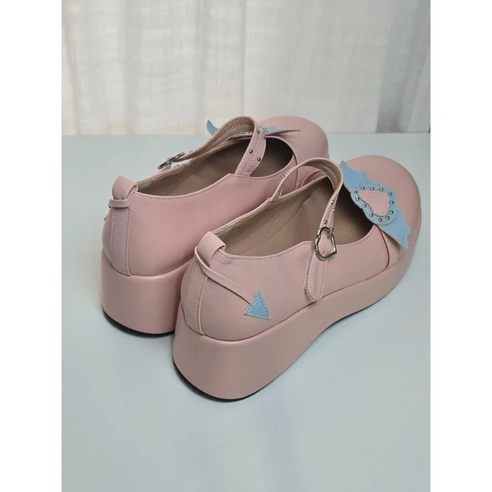 Kawaii Babe Valentine Mary Janes Ankle Pink & Blue Goth Platforms Size 8.5 S2
